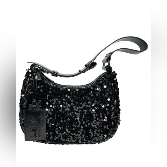 NICOLE MILLER NWT Black Sequin Baguette Bag - $60 Retail - No Cancels - Picture 2 of 5
